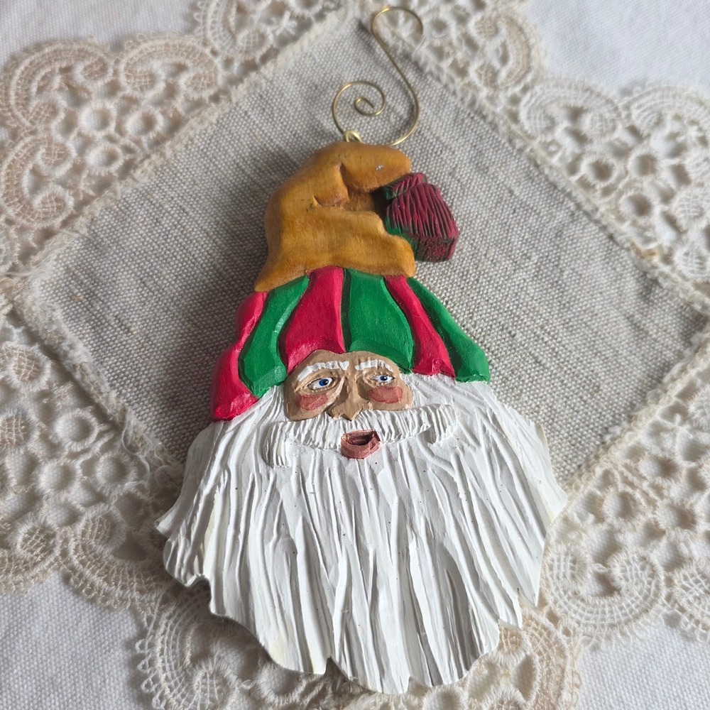 Jeff Porter Hand Carved Wood Santa Claus Ornament 2020 Folk Art Christmas